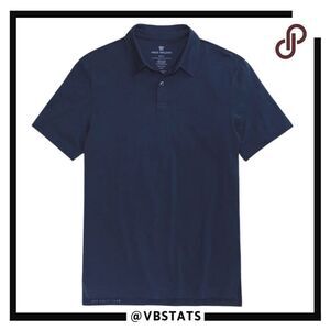 Mack Weldon‎ Men's Short Sleeve Polo Shirt Total Eclipse Blue Size Small